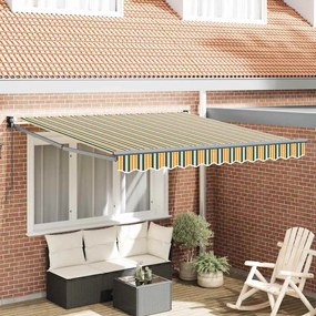 vidaXL Toldo Retrátil Manual Verde e Amarelo 350x250 cm