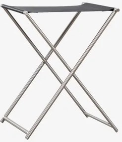 Banqueta Baixa Dobrável De 50 Cm Em Pele E Aço Inoxidável Dravena Preto - Sklum