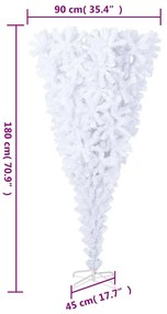 Árvore de Natal artificial invertida com suporte 180 cm branco