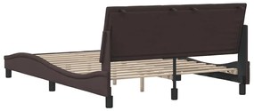 Estrutura de cama sem colchão 140x190 cm tecido castanho-escuro