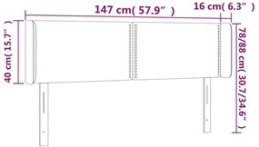 Cabeceira de cama c/ abas tecido 147x16x78/88 cm preto