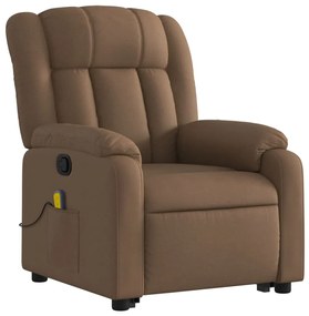 Poltrona reclinável massagens tecido castanho