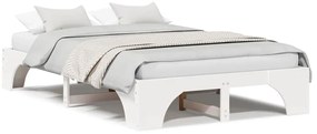 Cama Branca 140x190 cm em Madeira de Pinho Sólido