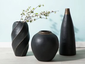 Vaso decorativo em terracota preta 38 cm LENTIA  Beliani