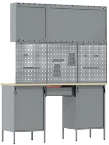 Conjunto de Gabinete de Trabalho e Painel de Ferramentas em 8 Peças Vi