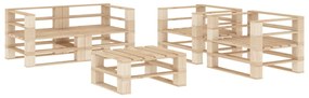 vidaXL 5 pcs conjunto lounge de jardim em paletes madeira