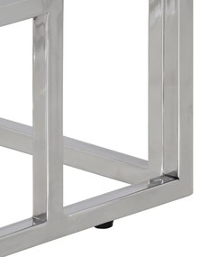 Mesa consola aço inoxidável/madeira de acácia maciça prateado