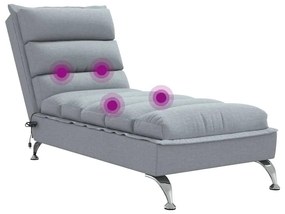 Chaise lounge de massagem com almofadões tecido cinzento-claro