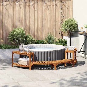 vidaXL Surround para Hidromassagem Semicircular 252x111.5x55.5 cm Madeira Maciça de Acácia