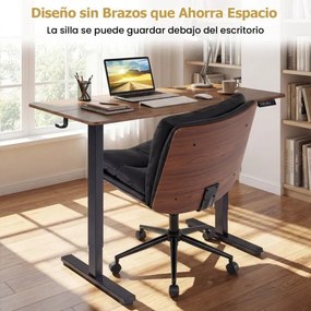 Cadeira de escritório ergonómica, sem braços, com altura ajustável de 85 a 93 cm, encosto reclinável e assento almofadado, preta