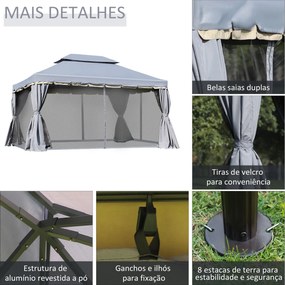 Pérgola de Jardim 4x3m Pérgola de Alumínio com Teto de Ventilação 4 Co