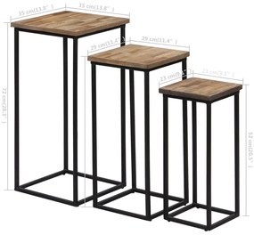 Conjunto de mesas para plantas 3 pcs teca recuperada