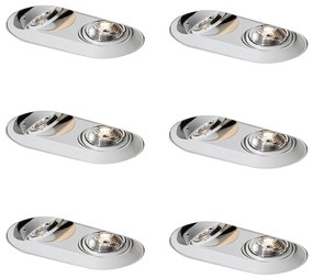 Conjunto de 6 focos embutidos arredondados brancos GU10 70mm 2-Light - Hubs