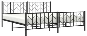 Estrutura de cama com cabeceira e pés 193x203 cm metal preto