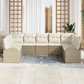 Conjunto de Sofá de Jardim com 9 Peças e Almofadas Bege em Rattan Sint