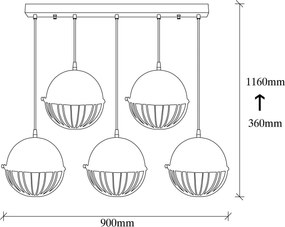 Chandelier Sivani Tel – Preto e Dourado – 90 x 20 cm