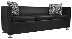 Conjunto sofás de 2 e 3 lugares + poltrona couro artific. preto