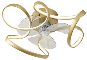 Ventilador de teto latão 55cm incl. LED regulável com controle remoto - Mandy