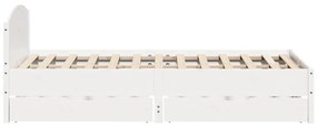 Cama sem colchão 150x200 cm madeira de pinho maciça branco