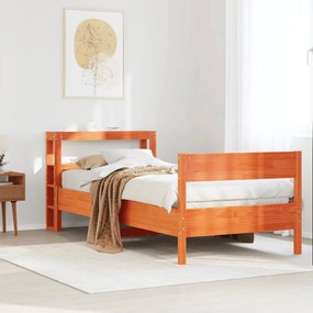 Cama sem colchão 100x200 cm pinho maciço castanho-mel