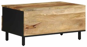 Mesa de centro 80x54x40cm madeira mangueira áspera maciça preto