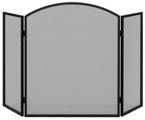 HOMCOM Frente para Lareira de 3 Painéis Protetor para Lareira Dobrável com Estrutura de Aço 96x62 cm Preto