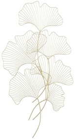 HOMCOM Decoração de Parede de Metal Folhas de Ginkgo 3D Arte de Parede Suspensa  51x94,5cm Dourado