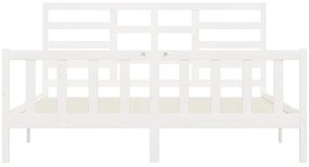 Estrutura de cama super king pinho maciço 180x200 cm branco