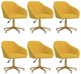 vidaXL Cadeiras de jantar giratórias 6 pcs veludo amarelo