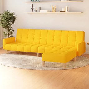 vidaXL Sofá-cama de 2 lugares com apoio de pés tecido amarelo