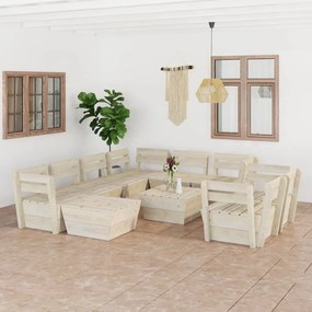 vidaXL 10 pcs conjunto lounge de paletes madeira de abeto impregnada