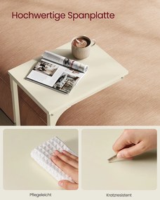 Mesa auxiliar em forma de C com estrutura metálica resistente 30 x 40 x 62 cm Creme