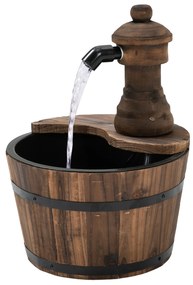 Fonte de Água de Madeira Fonte de Jardim em Cascata com Bomba Elétrica e Saída de Água Ajustável para Decoração 27x27x37 cm Madeira
