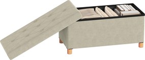 Banco de arrumação dobrável para colocar ao pé da cama, com 67 L de capacidade e 120 kg de carga máxima, com tampa, 76 L x 38 L x 38 A cm, cor creme