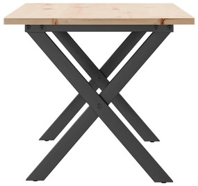 Mesa de centro estrutura em X 100x50x45cm pinho e aço