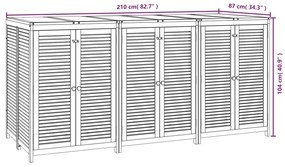 Caixa de arrumação para jardim 210x87x104 cm acácia maciça