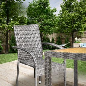 Conjunto de 4 Cadeiras jardim empilhável Comfort em Polyrattan cinzentas