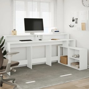 Secretária c/ luzes LED 200x104x91 cm derivados madeira branco