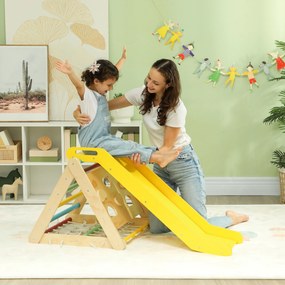 Triângulo de escalada 5 em 1 com escorrega 119 x 63 cm para crianças e percurso de motricidade multicolorido