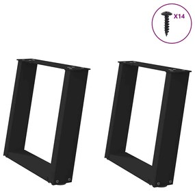 Pés para mesa de centro em formato de U, 2 peças, preto, 50x(42-43) cm