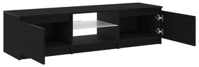 Gabinete de TV vidaXL com Luzes LED em Madeira de Carvalho Preto 140x4