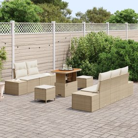 Conjunto de Sofá de Jardim vidaXL de 8 Peças com Almofadas Bege Vime d