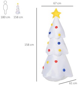 Árvore de Natal Inflável 158cm de Altura com Luzes LED e Inflador Decoração de Natal para Interiores Exteriores 67x61x158cm Branco