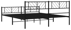 Estrutura de cama com cabeceira e pés 200x200 cm metal preto