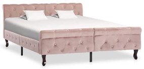 Estrutura de cama 140x200 cm veludo cor-de-rosa