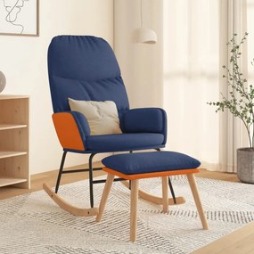 vidaXL Cadeira de baloiço com banco tecido azul