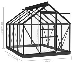 Estrutura substituição estufa 155x103x191 cm alumínio antracite
