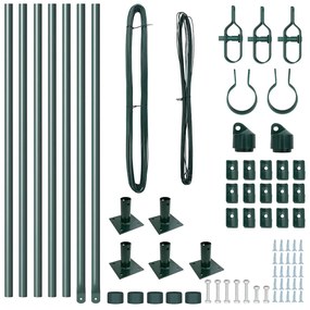 Conjunto de Postes de Cerca com Placas de Base 7 pcs Verde