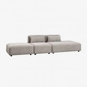 Sofá Modular De 2 Peças Com Chaise Longue Direita E Pufe Fogler Bombazina Toupeira Claro - Sklum