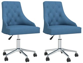 vidaXL Cadeiras de jantar giratórias 2 pcs tecido azul